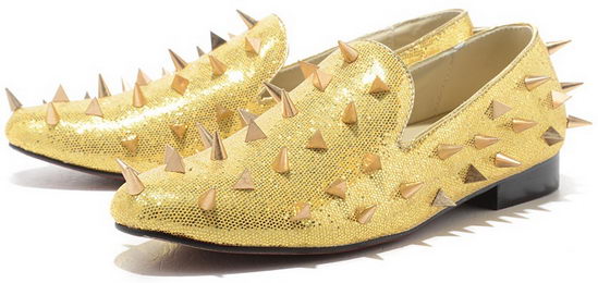 Christian Louboutin Loafers Spike Gold Wmns